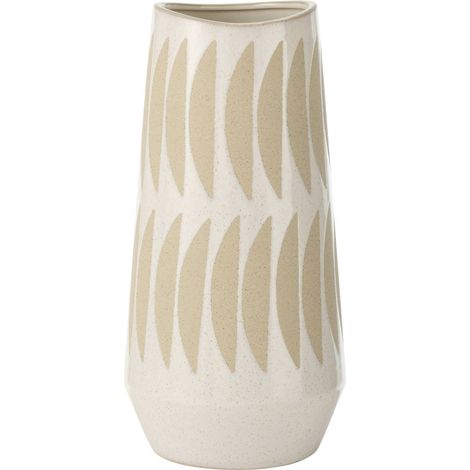 Vase en poterie beige et blanc - beige et blanc (1/4)