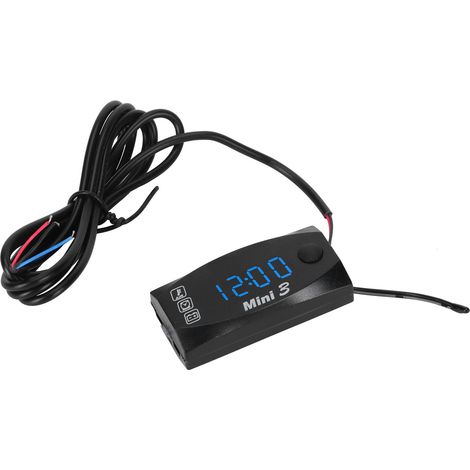 Compteur électronique LED 3 en 1 étanche pour moto, horloge numérique, thermomètre, voltmètre, lumière bleue (1/5)