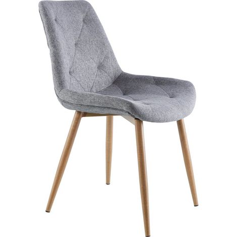 Home Heavenly® - Pack 4 sillas comedor MARILYN. Tapizado extra suave diseño rombos. Patas metal tipo roble. Color: Gris - Pata Madera (1/4)