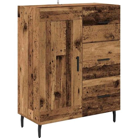 Buffet,Meuble de Rangement,Bahut Bois Ancien 69,5 x 34 x 90 cm Bois d'ingénierie et fer CFW868771 (1/5)