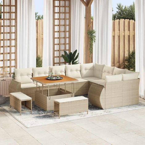 Teenpull – Gartensofa-set 12 Stk. Beige Poly-Rattan (1/5)
