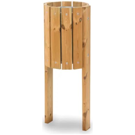 Cestino Tondo 517 Giochipark legno pino nordico acciaio zincato 28L Ø33x48h - Da interrare