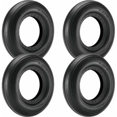 Wiltec 4x Reifenmantel 3.50-8 350 x 100 mm, 130 kg für Schubkarrenreifen, Schubkarre Rad Reifen, Mantel Luftrad (1/5)