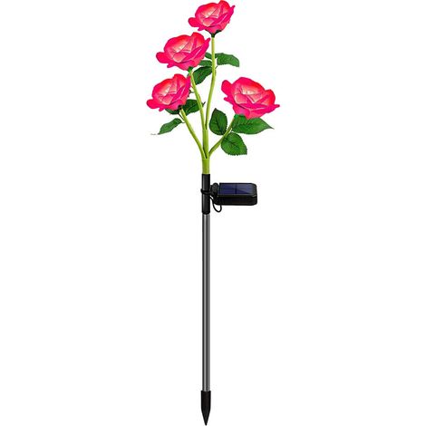 Lampes solaires de jardin - Nouvelle version de lampes solaires d'extérieur, roses lumineuses à 7 couleurs changeantes pour la décoration de votre jardin, panneau solaire agrandi, fleurs de rose plus (1/5)