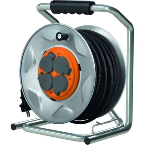 Zenitech – Enrouleur de chantier 35m H07RN-F 3G2,5mm² – 4 prises IP44 avec clapets – Protection thermique et surcharge – Acier galvanisé anti-corrosion