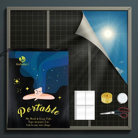 Verdunkelungsrollo ohne Bohren – 300 cm x 145 cm. Für Dachfenster. Sonnenschutz. Mobil. Kein Bohren erforderlich. Mit 30 Klettverschlüssen. Individuell zuschneidbar. (1/5)