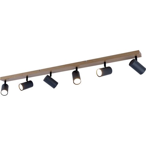 Etc-Shop – Lampe de plafond en métal marron graphite – 6 spots orientables GU10 – Longueur 115 cm – Éclairage personnalisable jusqu'à 210W (1/5)
