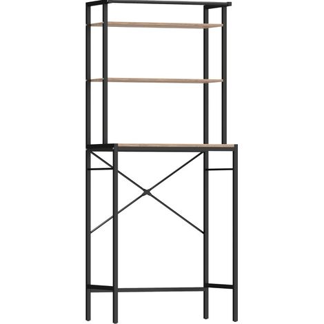 Étagère de rangement pour lave-linge avec tringle à linge, 3 niveaux, 67 x 40 x 161,8 cm, finition brun (1/5)