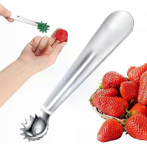 Évideur de tomates en acier inoxydable pour fraises, outil portable pour retirer les tiges de tomates, outil ergonomique (1/4)
