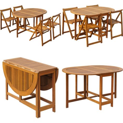 5-tlg. Garten-Essgruppe Klappbar Akazie Massivholz - Gartentisch - Gartenstuhl - Holztisch - Klapptisch - Outdoor Möbel - Home & Living (1/5)