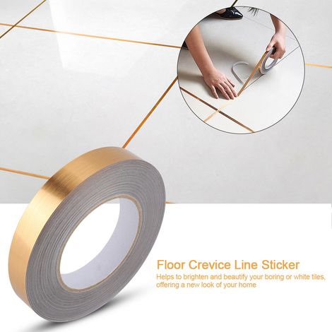Sticker adhésif pour sol et angles, décoration de carrelage (2cm x 50m, couleur or)