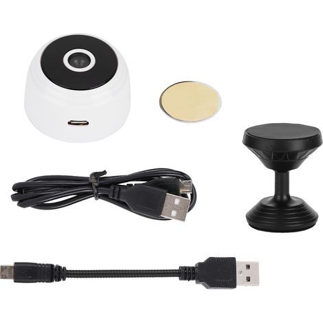 Mini caméra Wi-Fi A9 - Surveillance à distance via APP - Vision nocturne IR - 1080P sans fil - Système de sécurité domestique blanc (1/5)