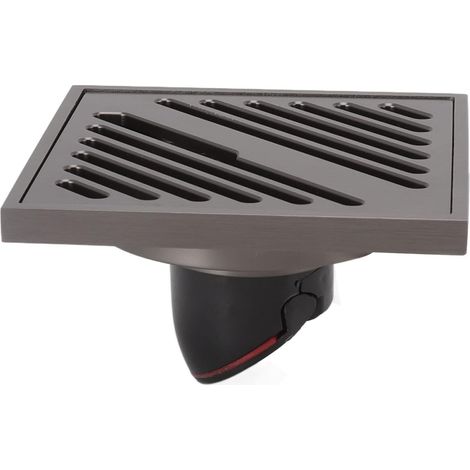 Caniveau de Douche carré, Siphon de Sol de Douche en Acier Inoxydable 11x11cm avec Passoire à Cheveux pour Salle de Bain, Cuisine, Gris (1/5)
