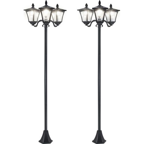Lot de 2 lampadaires de jardin extérieur - Outsunny - solaire lumières led - acier - 51,5x47x182,5c m - noir