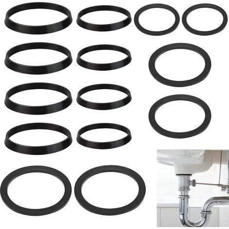 14 Pièces Joints De Vidange De Lavabo , Joints Siphon De 1/4" (32 Mm) & 1/2" (40 Mm) Pour Joint Siphon Evier,Joint Siphon,Tuyau D'Évier De Cuisine,8 Coin Et 6 Plats (1/5)