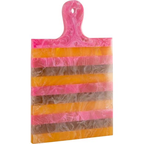 Plateau de service coloré en résine - rose et orange (1/5)
