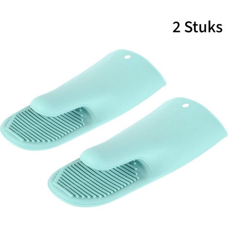 Gants de four en silicone lot de 2 pièces résistants à la chaleur antidérapants adaptés pour micro onde et four couleur vert (1/5)