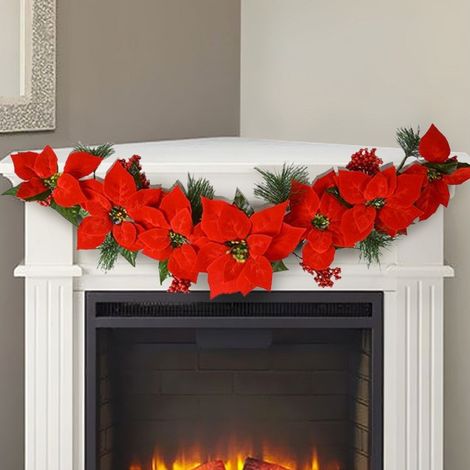 Guirlande De Noël Avec étoile De Noël 5 Fleurs Décorations Maison (1/2)