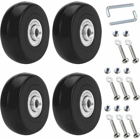 4 pièces Roue Valise Universelle,50 x18mm Roues De Rechange pour Bagages,Roulettes De Rechange pour Valise,Roues De Valise à Bagages,Caoutchouc Métal Valise Kit pour Valise,Chariot à Main,Poussette (1/4)