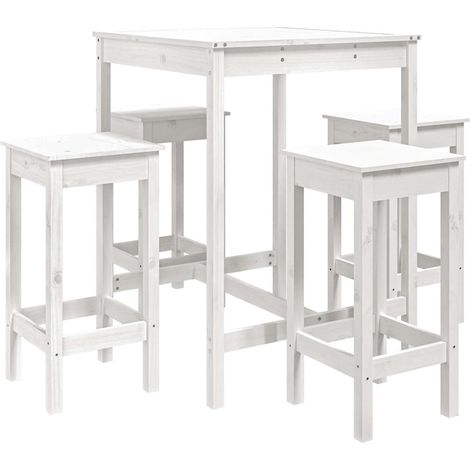 Maison Exclusive - 5-tlg. Gartenbar-Set Weiß Massivholz Kiefer