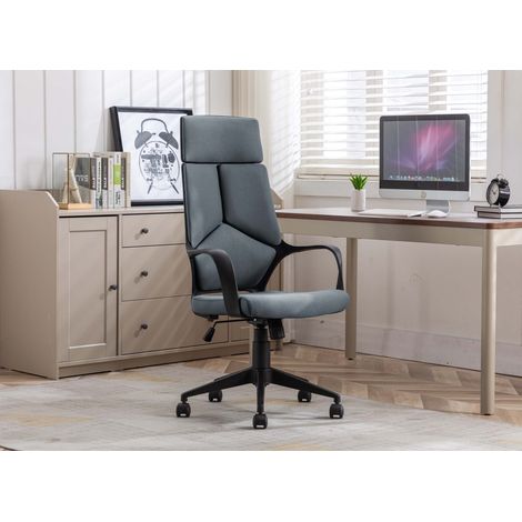 Deco In Paris – Fauteuil de bureau pivotant en tissu respirant gris – Hauteur d’assise réglable 48-58 cm – Accoudoirs fournis – Design ergonomique (1/5)