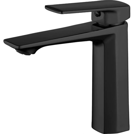 Waschtischarmatur mit Kupferkern, Badezimmerarmatur, Handwaschbeckenarmatur, Warm- und Kaltwasserbecken, Waschbecken, Modell in Anthrazitgrau-Schwarz