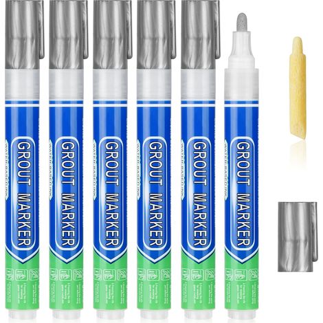 Stylo Joint Carrelage, 6PCS Stylo de Carrelage à Coulis, Imperméable Marqueur Joints, Rénovateur de Coulis pour Salle de Bain, Cuisine, Carrelage, Sol (1/5)