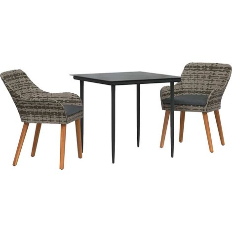 Maison Exclusive - Conjunto de Comedor de Jardín 3 pcs Gris ratán (1/5)