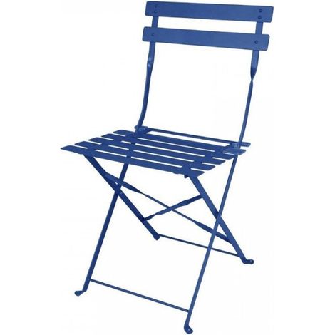 Lot de 2 chaises pliables assise (H)440 mm, en acier poudré bleu marine foncé, PERTH (1/5)