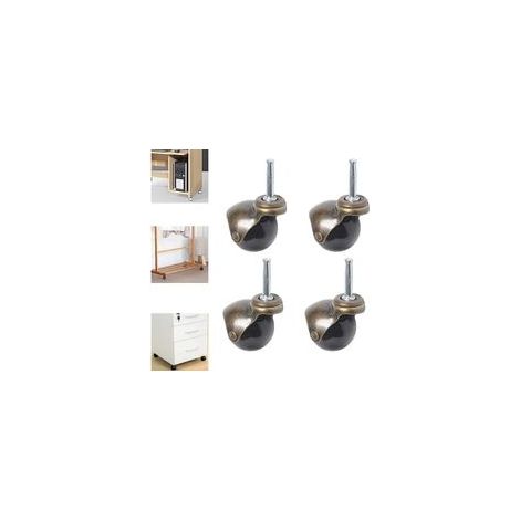Lot de 4 roulettes pivotantes 50mm – Charge max 25kg – En polyuréthane et métal – Pour petits meubles et chariots à micro-ondes (1/5)