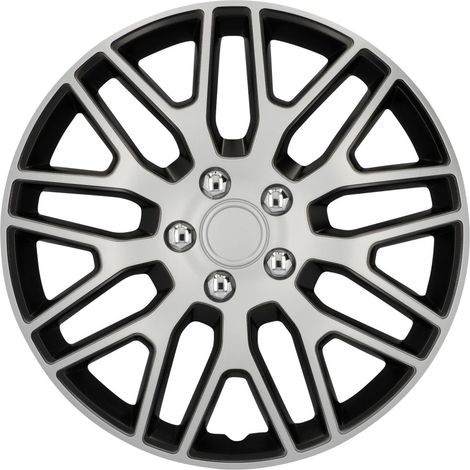 Cartrend Radzierblende Branch 40 cm (16 Zoll) silber schwarz 4 Stück Radkappe (1/3)