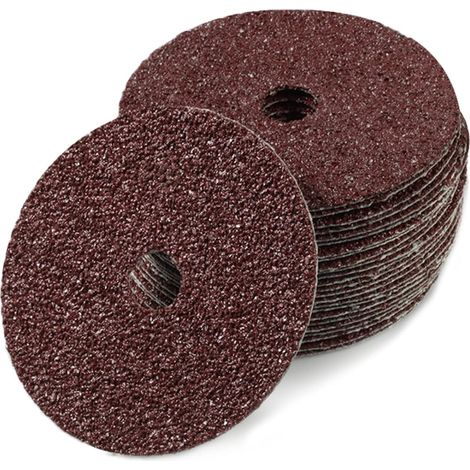 Lot de 25 disques de ponçage en fibre de résine d'oxyde d'aluminium de 10,2 cm, trou central de grain 16 pour meuleuses d'angle (1/5)
