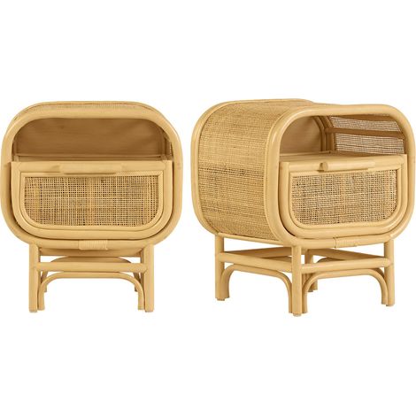 Comodino con cassetto in rattan LUWAK (1/5)
