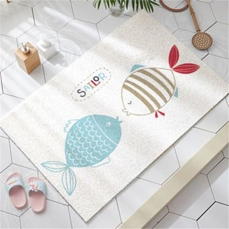 Tapis de bain antidérapant en luffa - Rectangulaire - Anti-moisissures - PVC - Séchage rapide - Doux - Luffa (50 x 120 cm) (1/5)