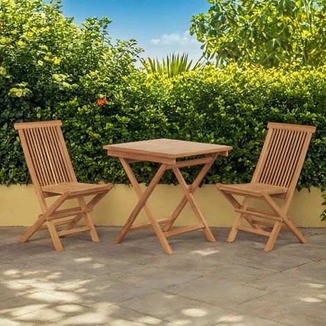 Ensemble table et 2 chaises de jardin en teck Harry (1/5)