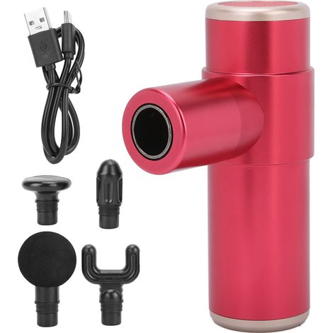 Pistolet de massage musculaire profond électrique portable anti-douleur, couleur rouge rosé, pour usage domestique (1/5)