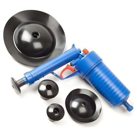 Soavoa Pistolet Déboucheur Air Comprimé 3.5 Bar, Nettoyeur Canalisation Manuel avec 4 Embouts pour Évier, WC et Baignoire, Sans Produits Chimiques (1/4)