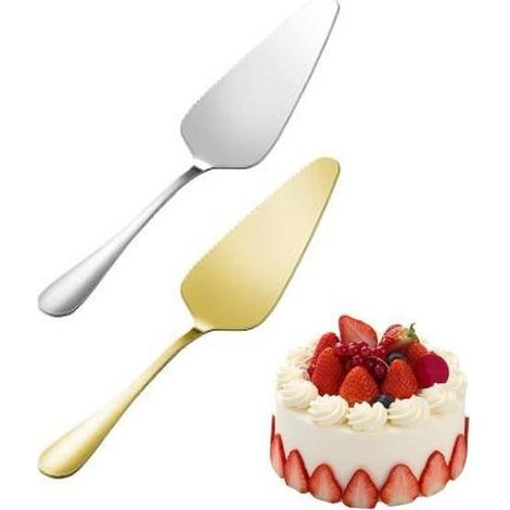 Pelle à gâteau - Inox - 22x4.8cm - Design dentelé - Idéale pour fêtes et anniversaires (1/4)