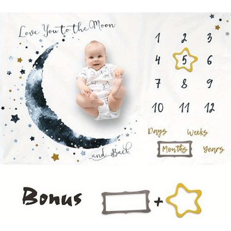 Couverture commémorative pour la croissance de bébé - 100 x 150 cm - Couverture calendrier pour le premier anniversaire (1/5)