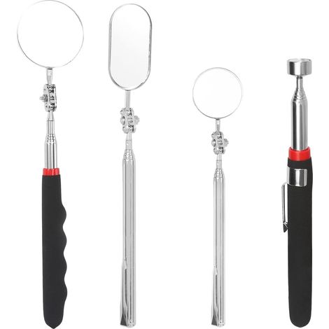 Lot de 4 miroirs d'inspection télescopiques rotatifs à 360° avec poignées extensibles pour vérifier l'état du véhicule (1/5)