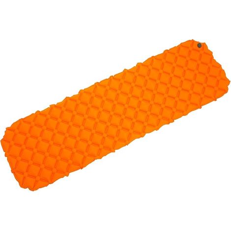 Tapis de sol imperméable pour camping/randonnée à pied/randonnée pédestre/voyage. Matelas gonflable ultraléger pour une personne, couleur orange (1/4)
