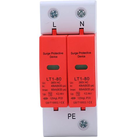 Dispositif de Protection Contre Les Surtensions, AC 385V 2P 40-80KA Rail de Guidage Protecteur de Dispositif Parafoudre de Tension Module de Protection électronique pour Solaire Photovoltaïque (1/5)