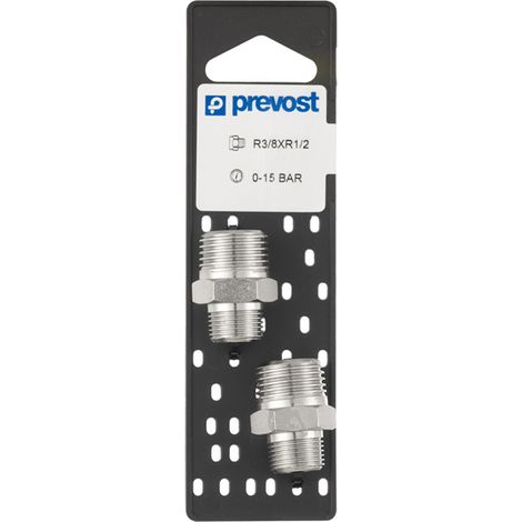 Mamelon égal A2 34P - laiton nickelé - R 3/8" x R 3/8" - pneumatique - 10 mm - PREVOST