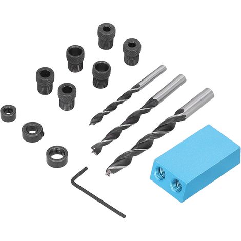 Gabarit de perçage pour menuiserie avec trou de poche, angle de 15°, en alliage d'aluminium, ensemble de 14 pièces (1/5)