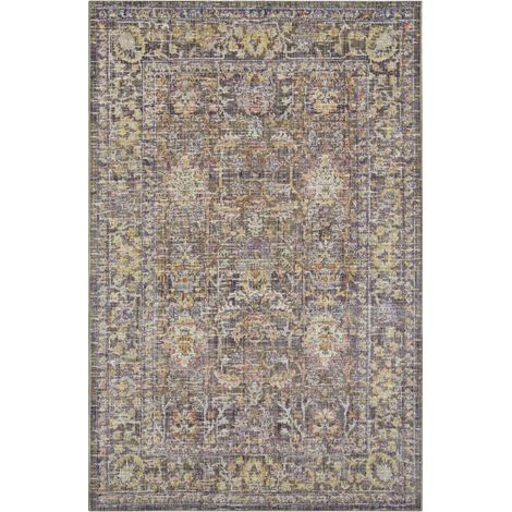 Tapis exterieur 120 x 170 cm, kilim oriental authentique, motif oriental raffiné, gris, beige, rose, pliable, entretien simple