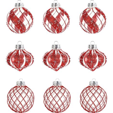 Boules De Noël 9 Pièces Boules Transparentes Ornements De Boules Incassables pour Dîner École Restaurant Centre Commercial Mariage Anniversaire Réunion Familiale Fête (1/5)