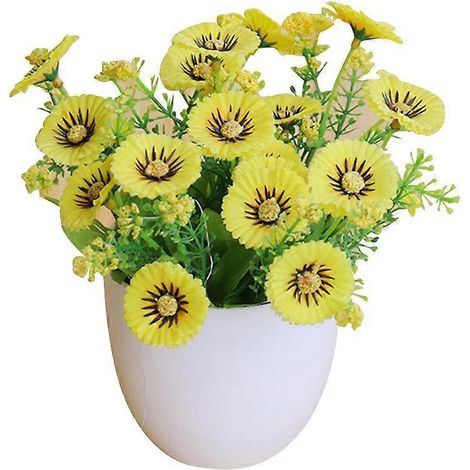 Bouquet fleuri artificiel bonsaï, plante de fleurs artificielles, décoration pour la maison, le jardin, les fêtes et les tables.jaune (1/5)
