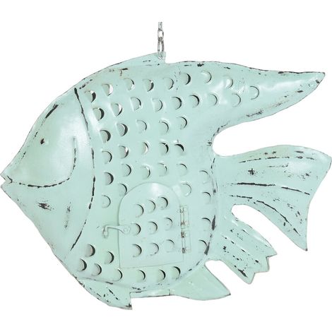 Decoracion Metal 63X9X46 Pez Azul Celeste (1/5)