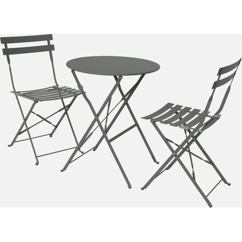 Mesa de jardín bistró plegable metal + 2 asientos