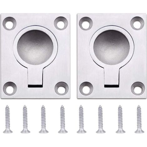 Bündiger Ring-Zuggriff für Luken, Schließfächer, Schränke, versteckter Griff, 48 x 38 mm – Edelstahl, Ozeane, Segelboot, Schubladentürbeschläge, 2 Stück (1/4)
